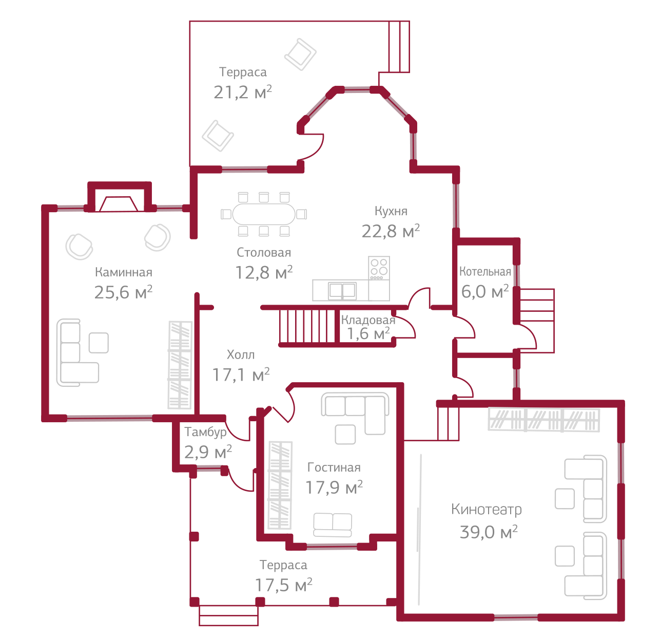 Планировка коттеджа 502 АДАЖИО, пл.1