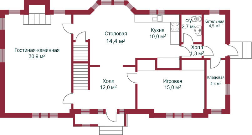 Планировка коттеджа 337 Витязь, пл.1