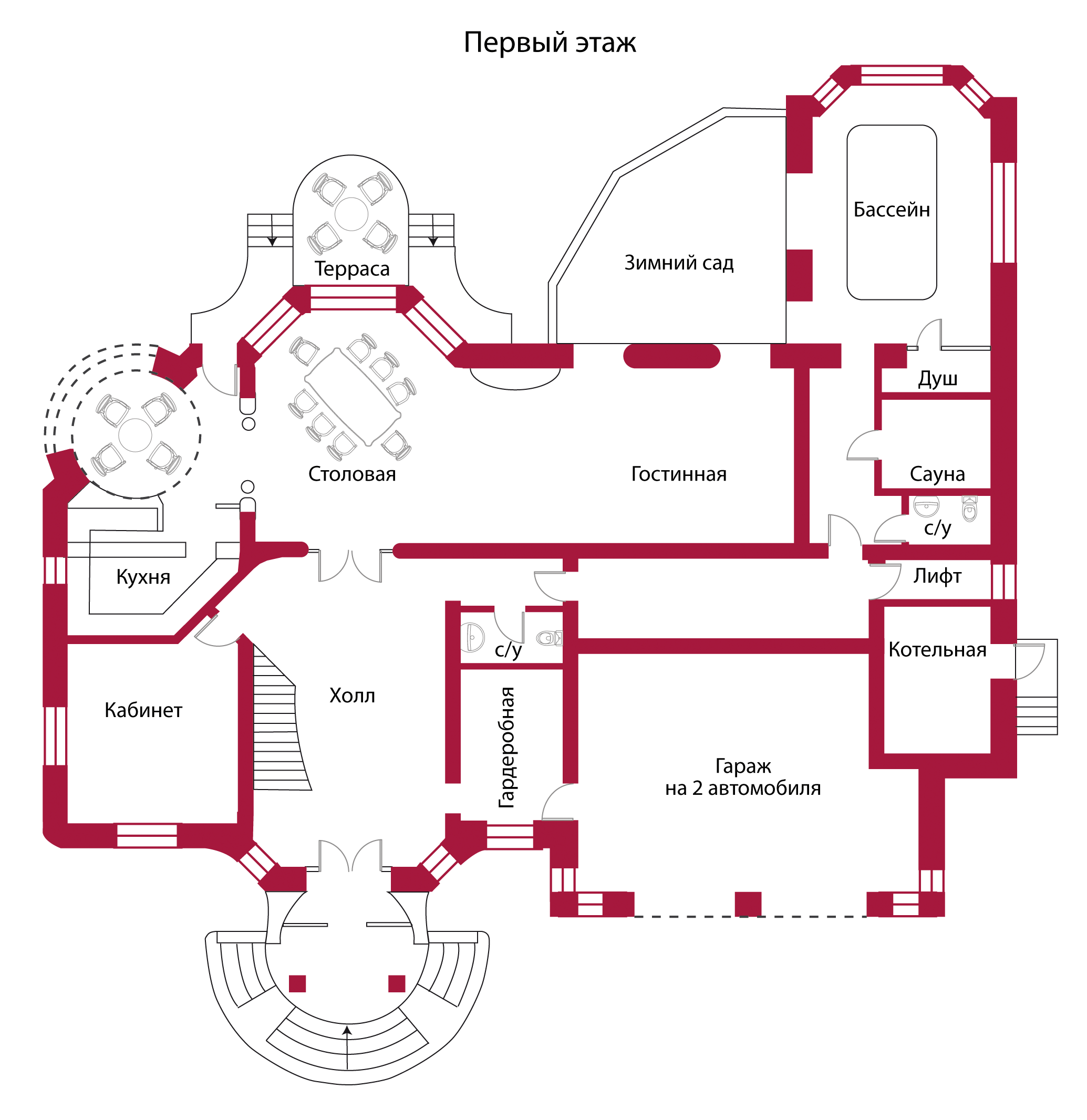 Планировка коттеджа 416 Гауди, пл.1