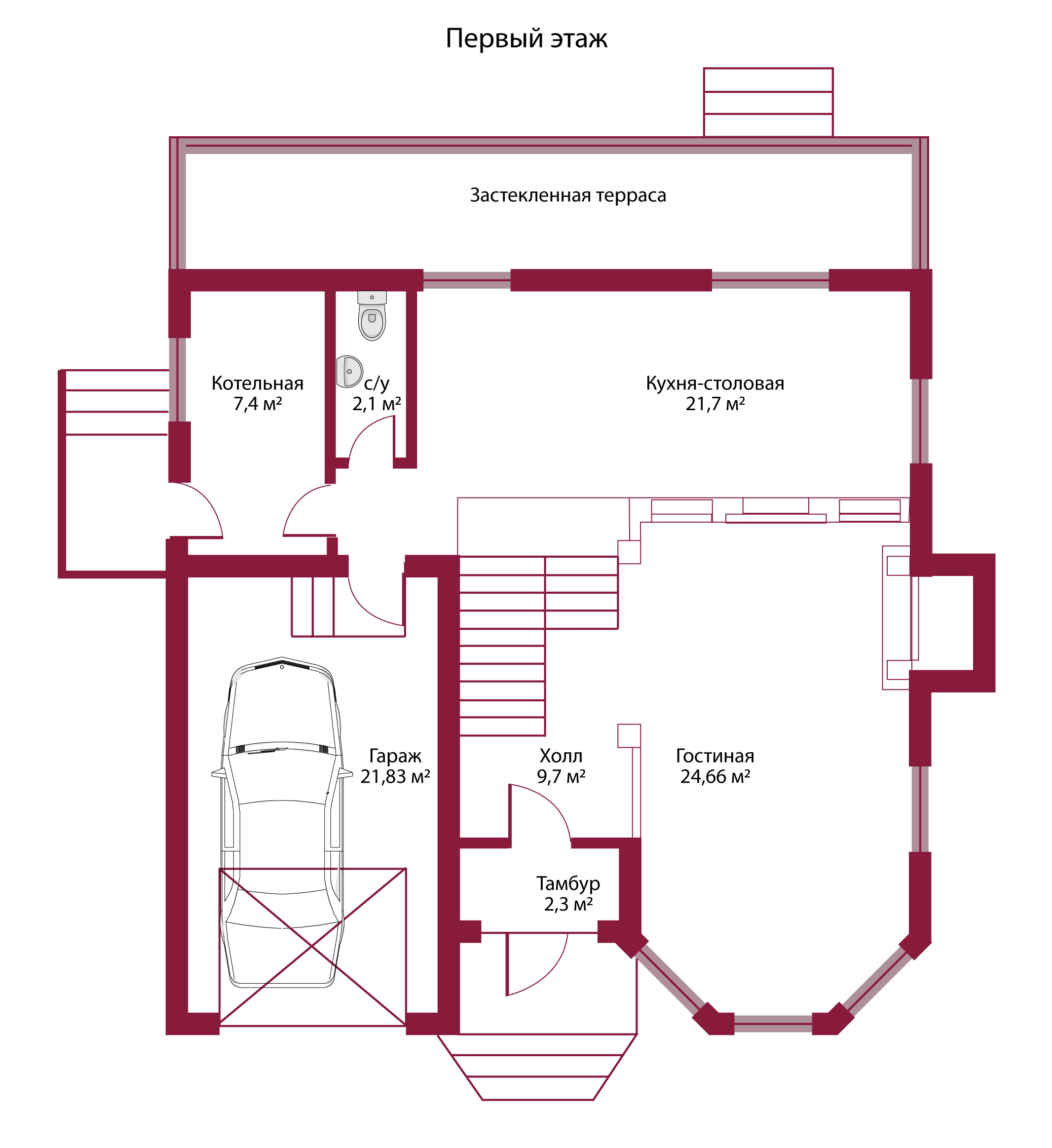 Планировка коттеджа 633 Жан-Поль, пл.1
