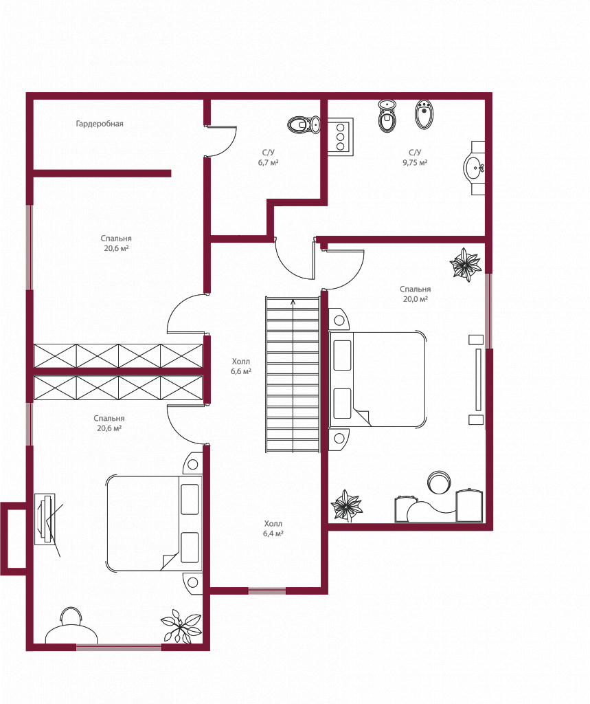 Планировка коттеджа 631 Лорьян, пл.2