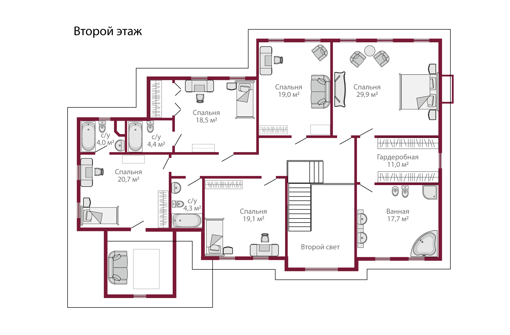 Планировка коттеджа 533 Лувр, пл.2