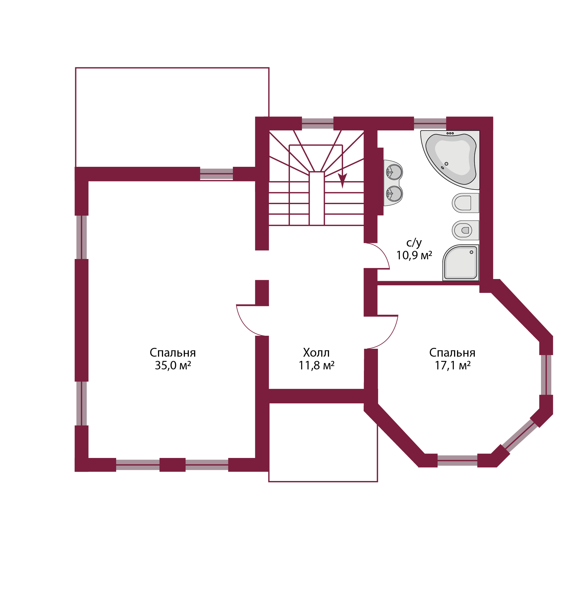 Планировка коттеджа 1028 Паскаль, пл.2