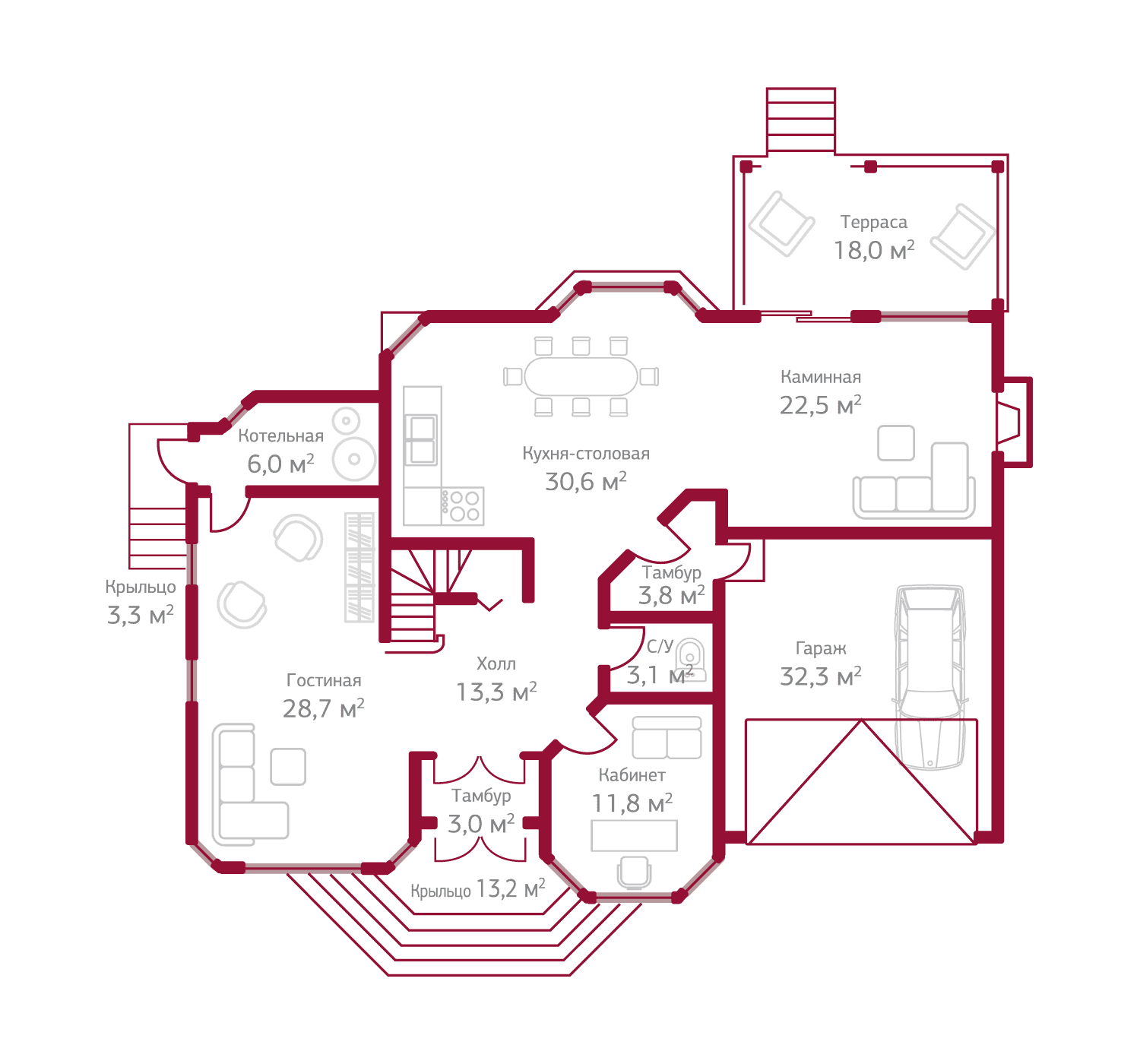 Планировка коттеджа 520 Сейшелы, пл.1