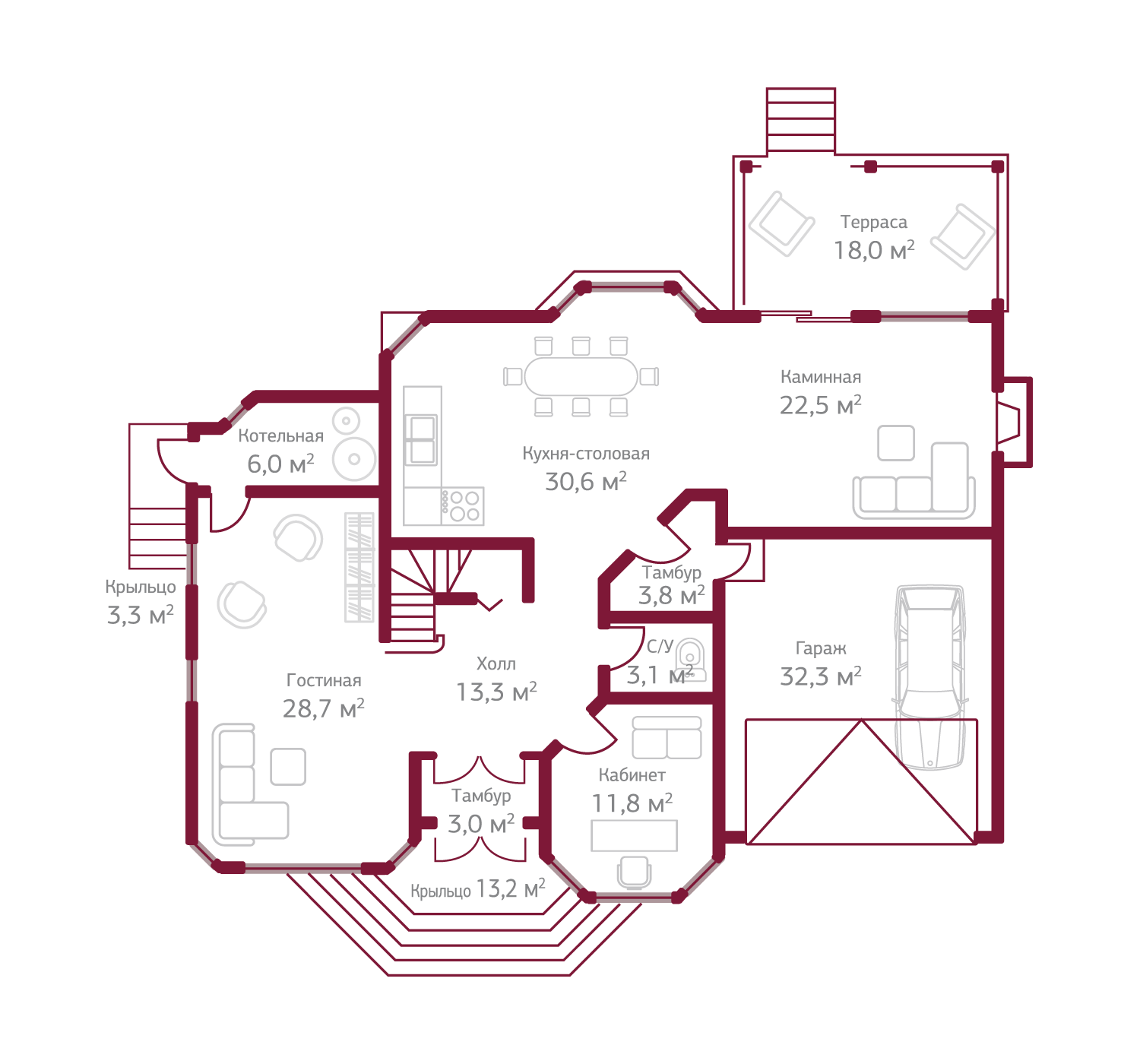 Планировка коттеджа 710 Сейшелы, пл.1