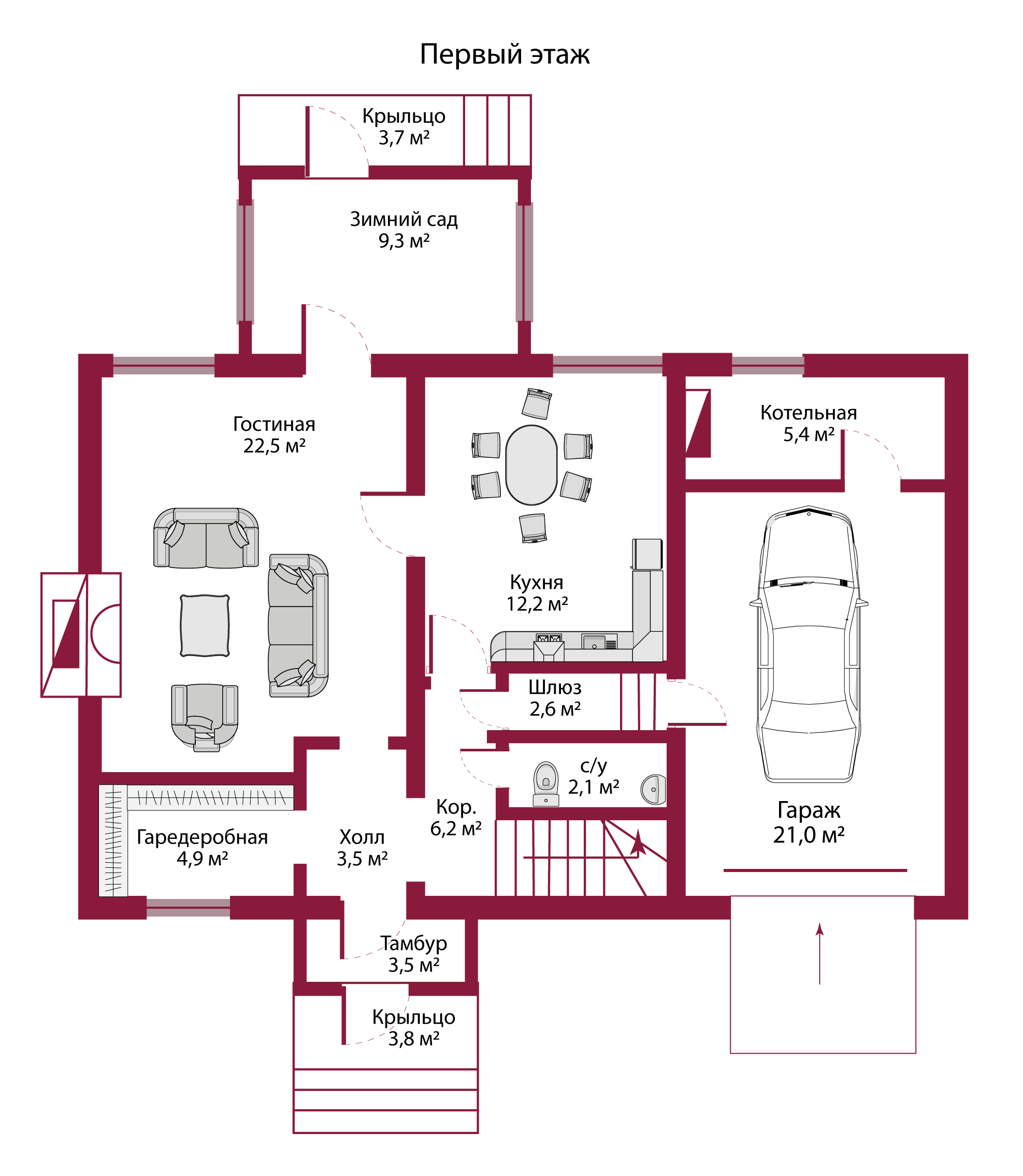 Планировка коттеджа 1019 Хэмптон, пл.1