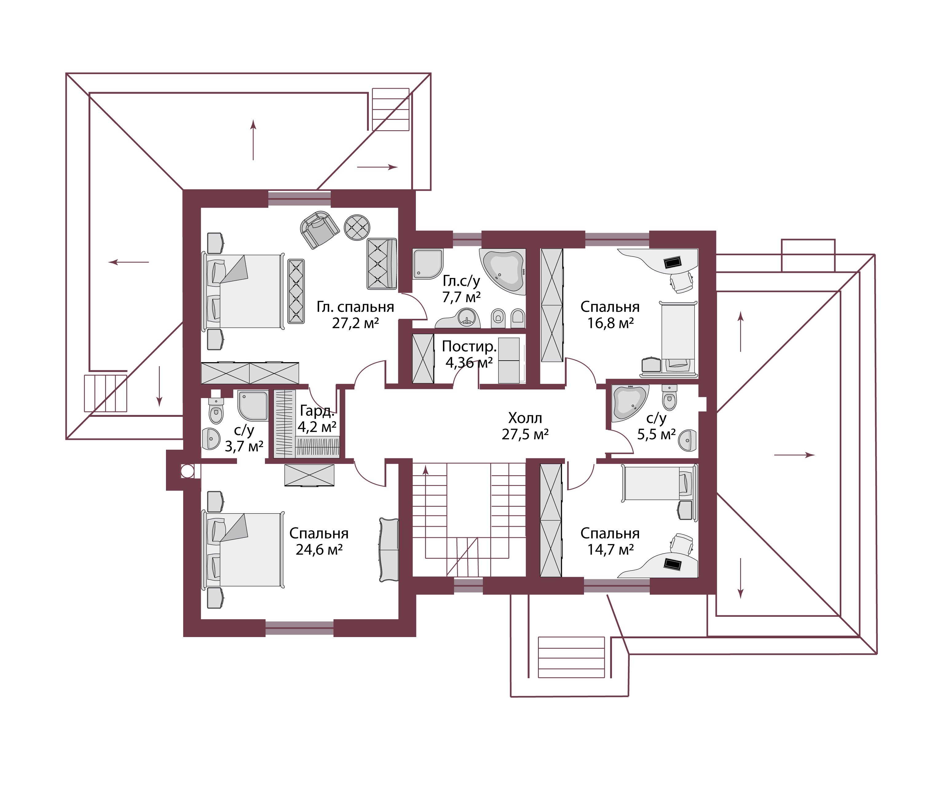 Планировка коттеджа 564 Эдельвейс, пл.2