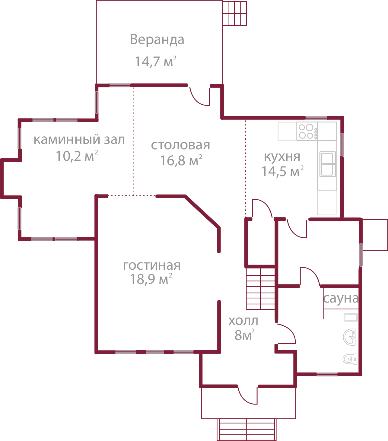 Планировка коттеджа 334 Фронтенак, пл.1