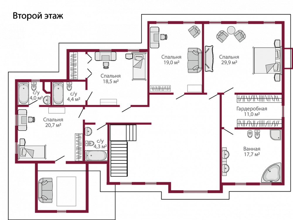 Планировка коттеджа 928 Лувр, пл.2