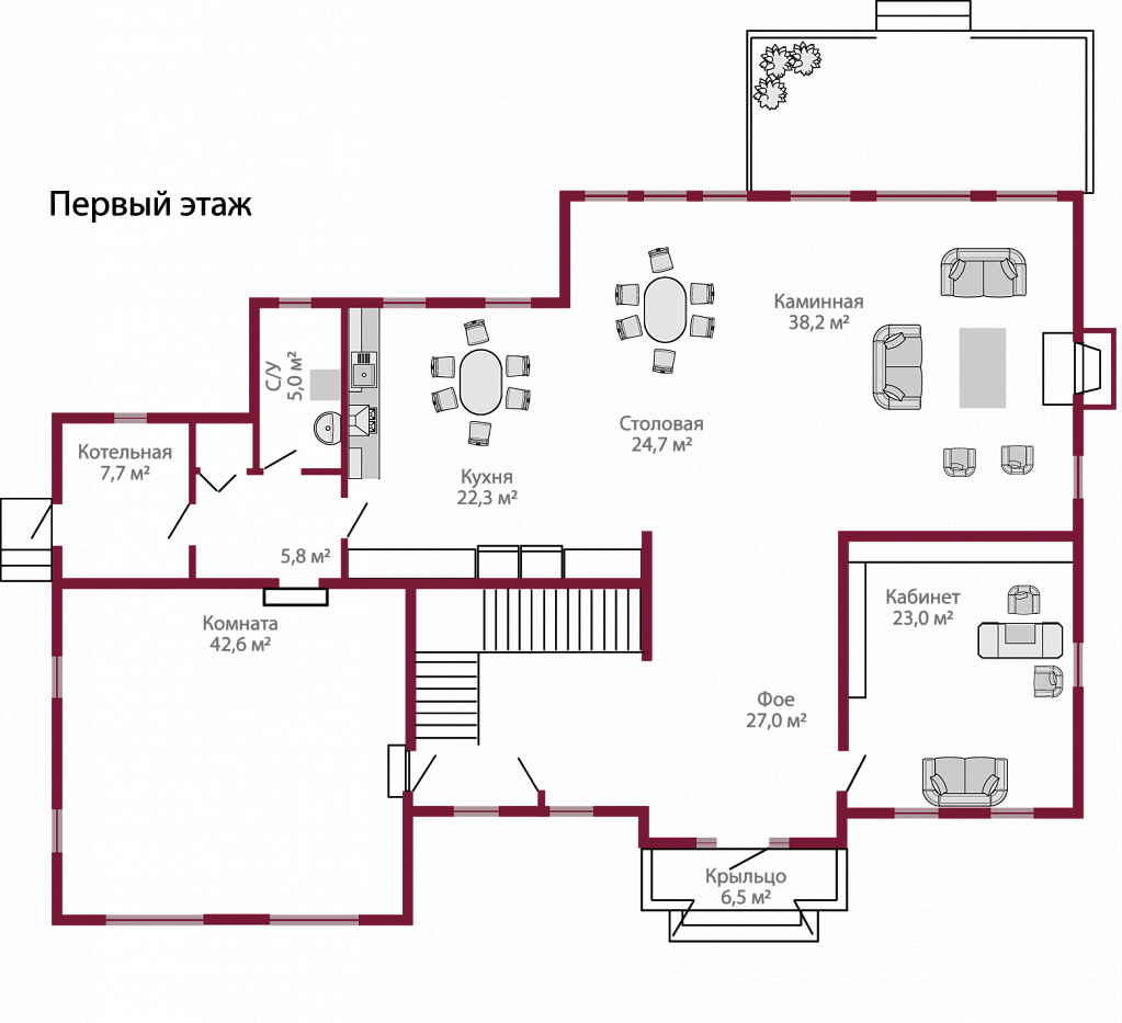 Планировка коттеджа 556 Лувр, пл.1