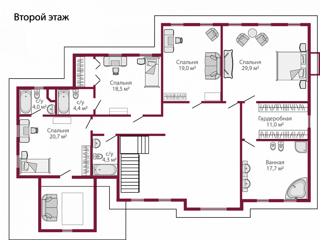 Планировка коттеджа 556 Лувр, пл.2