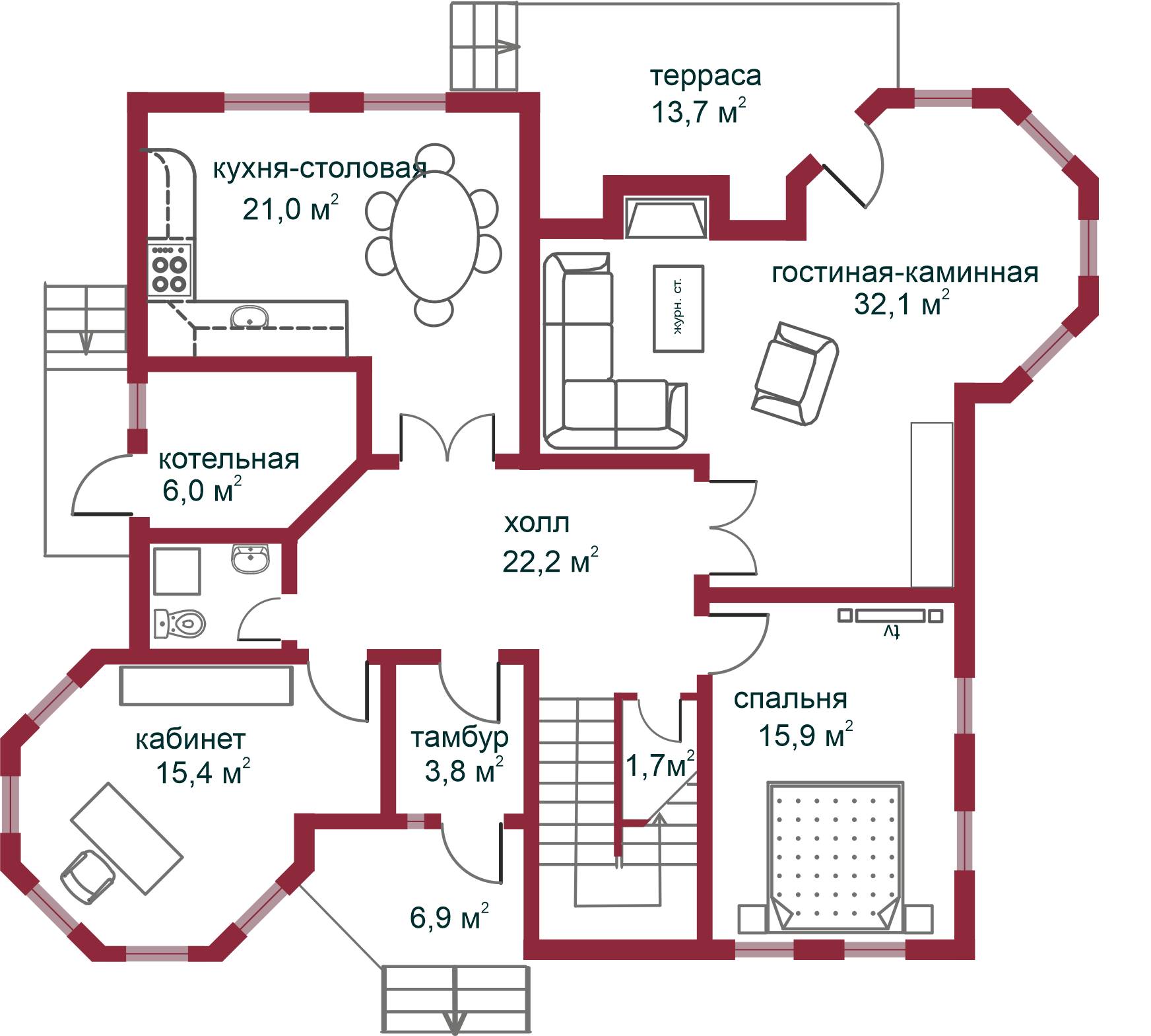 Планировка коттеджа 659 Пуатье, пл.1