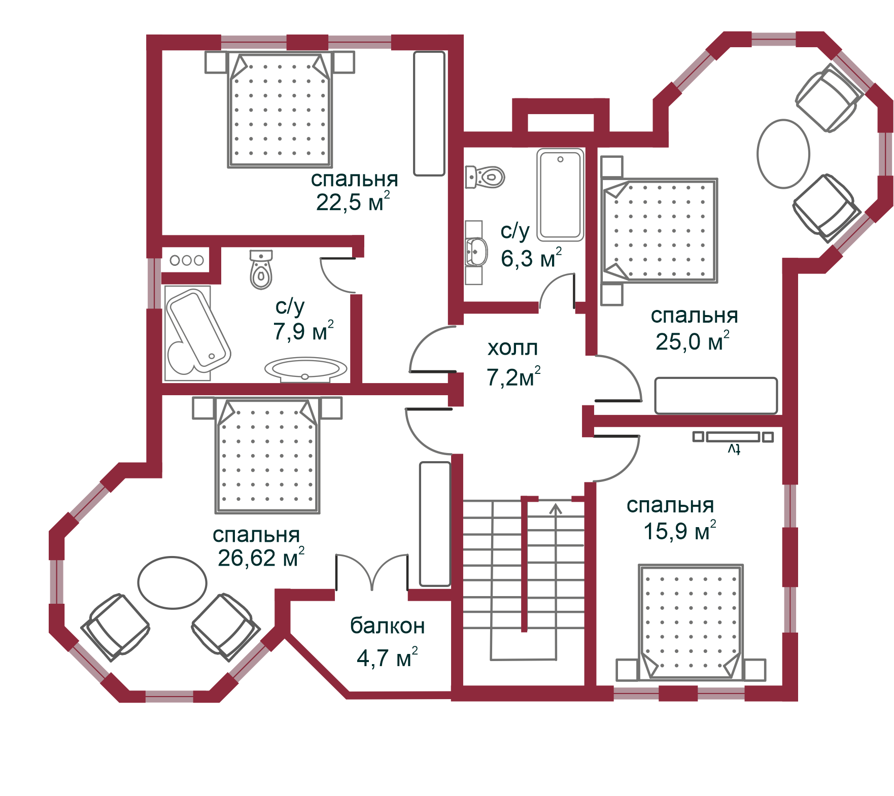 Планировка коттеджа 659 Пуатье, пл.2