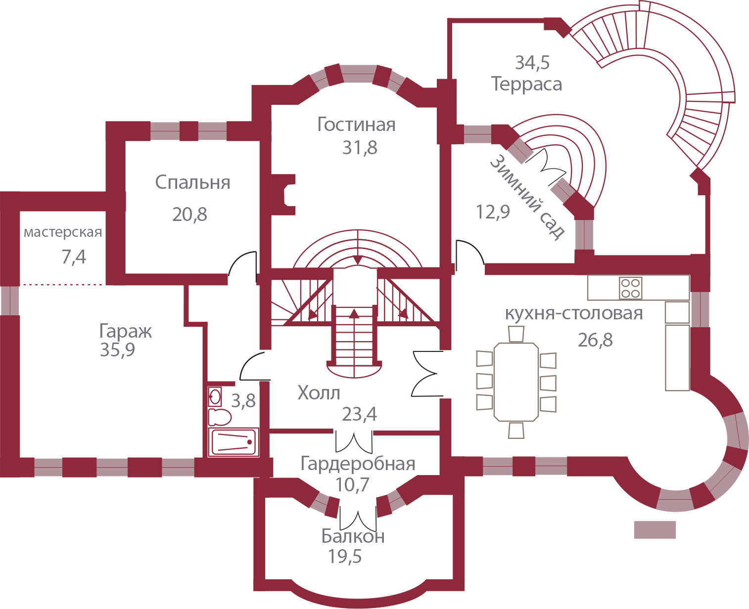 Планировка коттеджа 525 Магнолия, пл.1