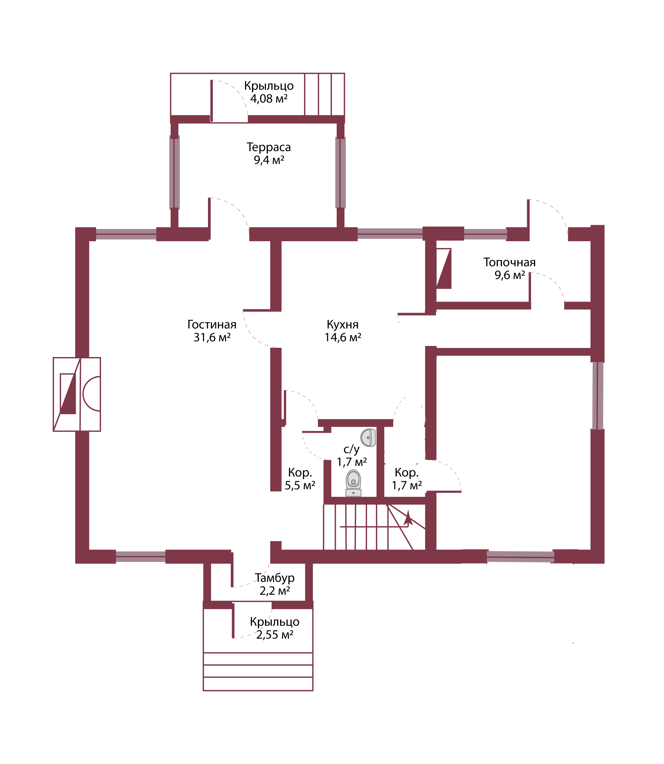 Планировка коттеджа 1013  Хемптон, пл.1