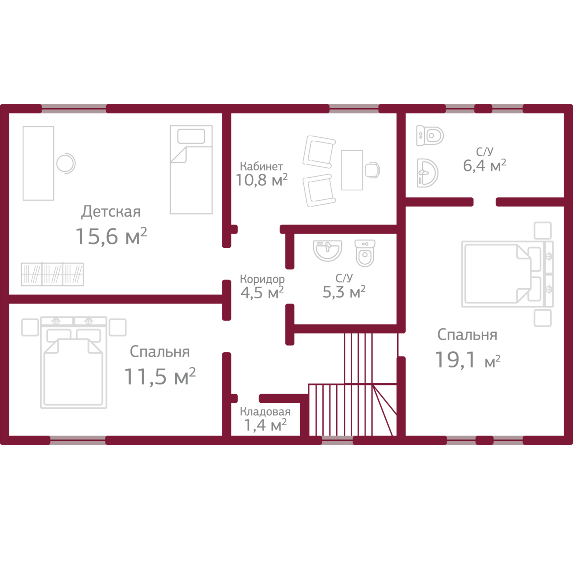 Планировка коттеджа 1020 Хемптон, пл.2