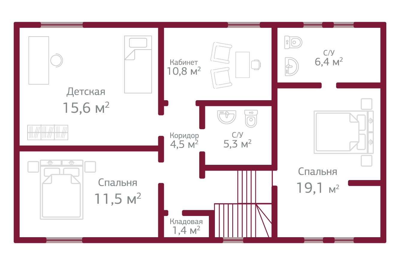 Планировка коттеджа 1021 Хемптон, пл.2