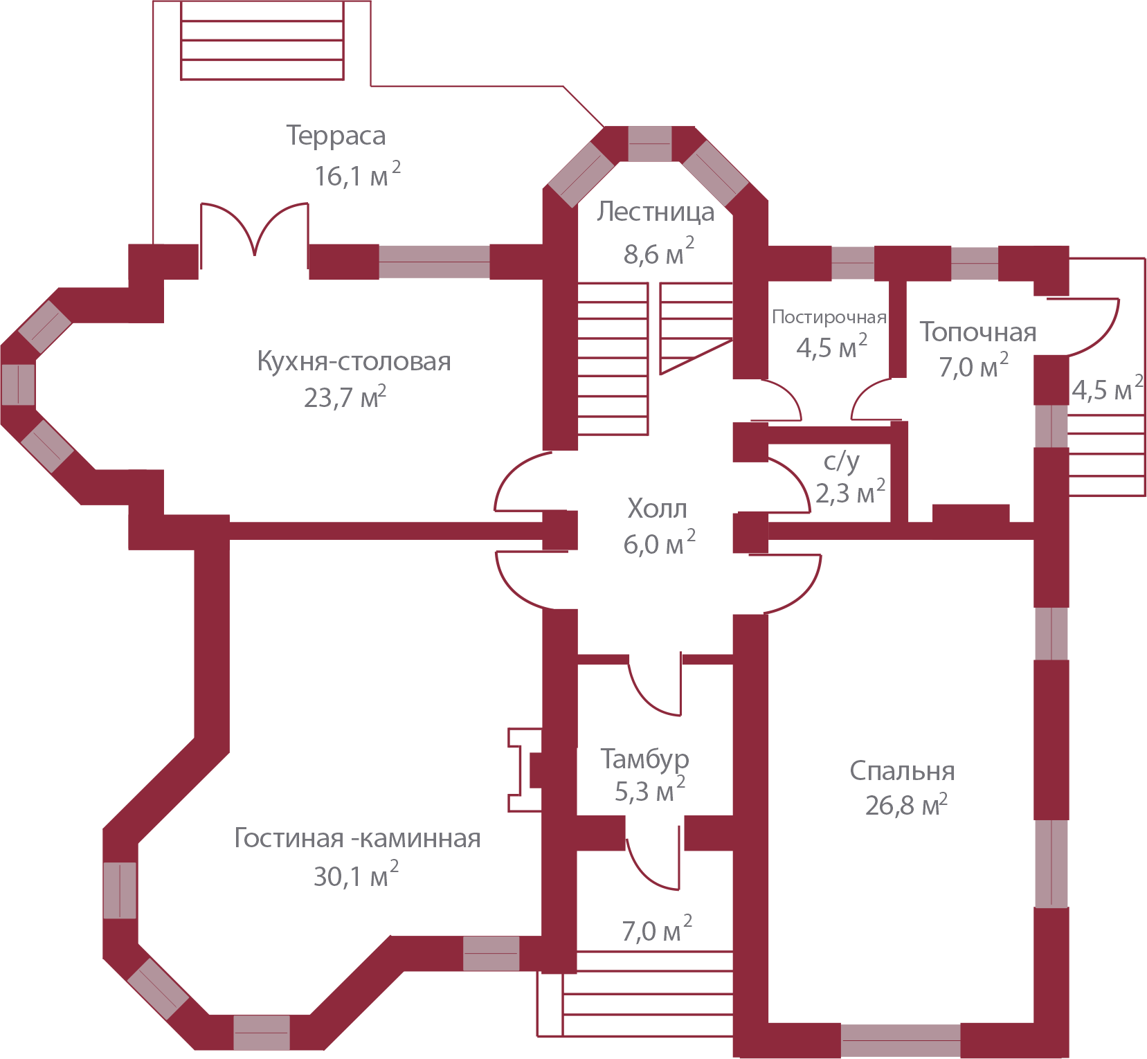 Планировка коттеджа 1031 Шампань, пл.1