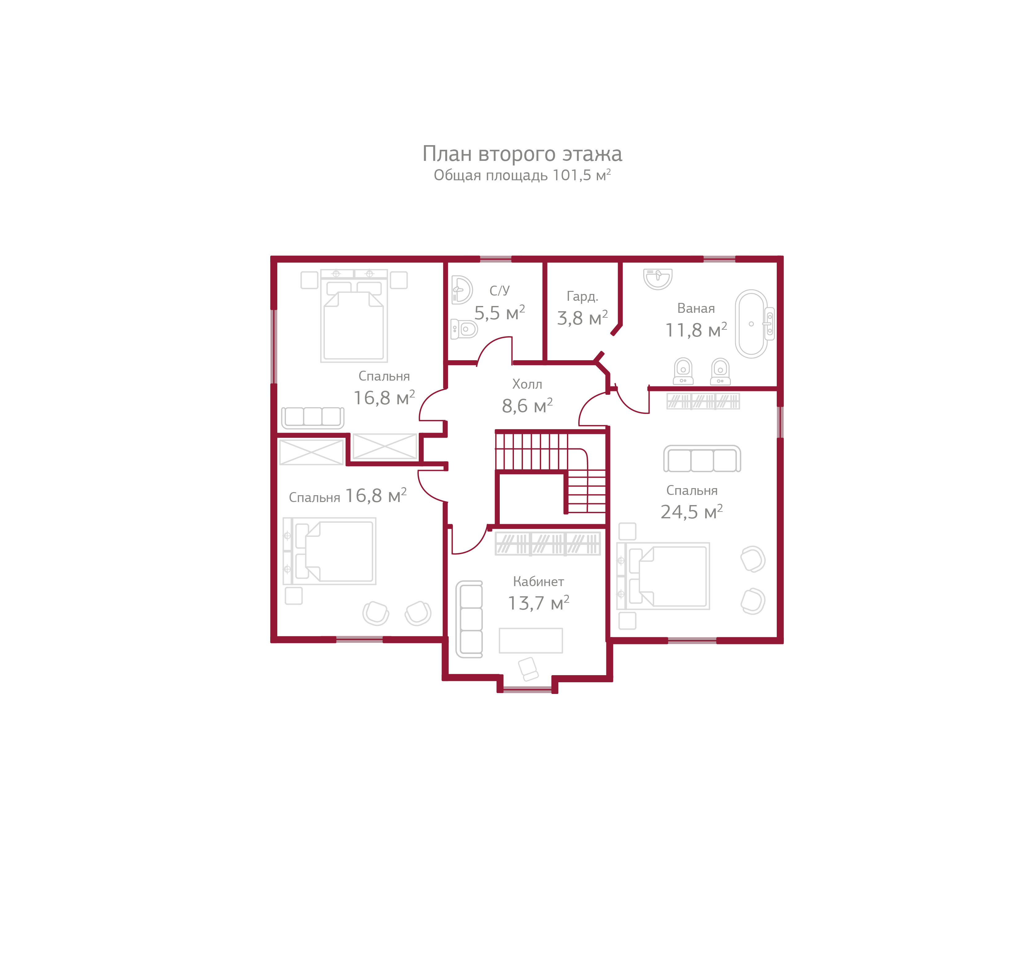 Планировка коттеджа 152 Велингтон, пл.2
