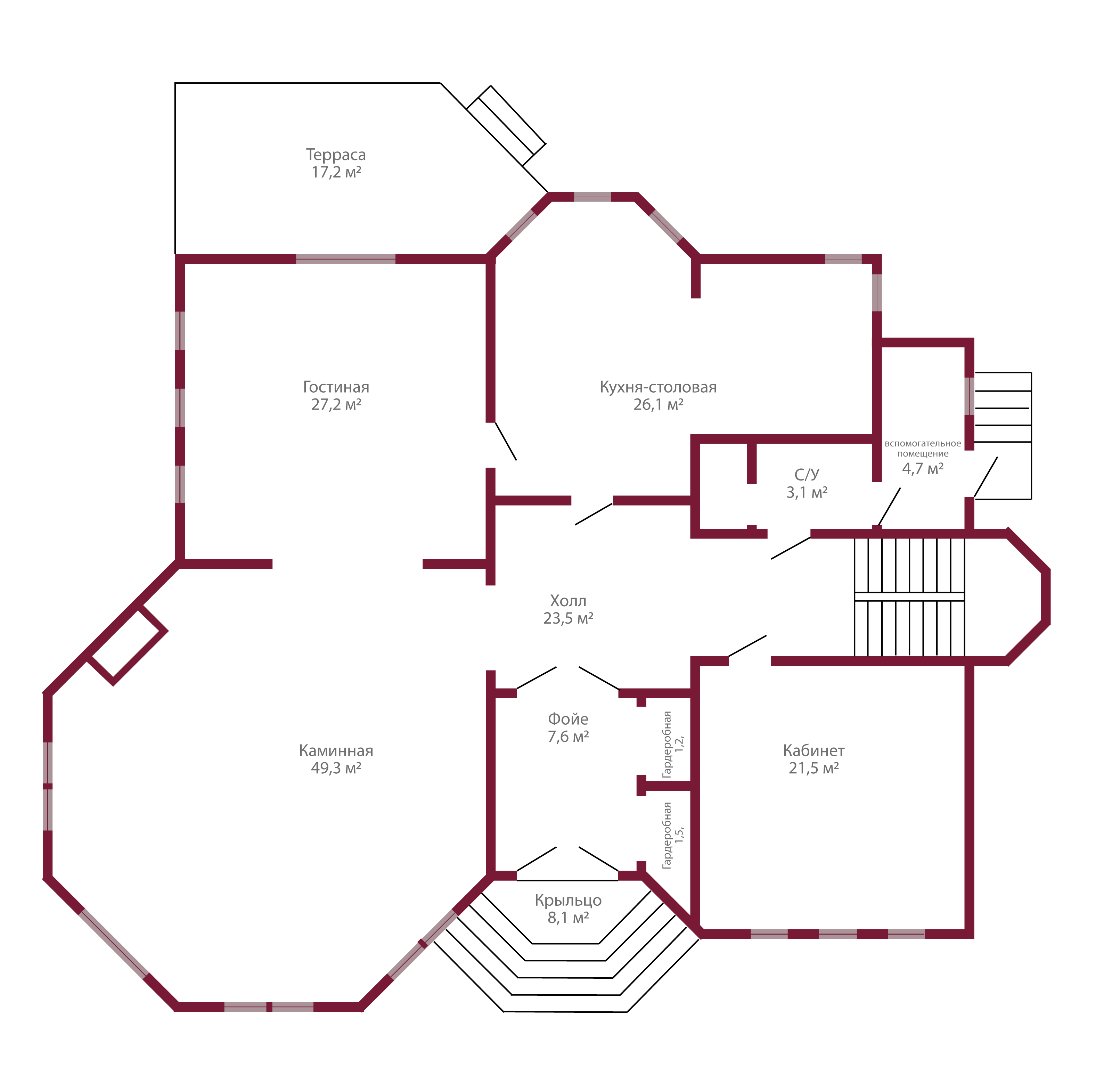 Планировка коттеджа 524 Княгиня, пл.1