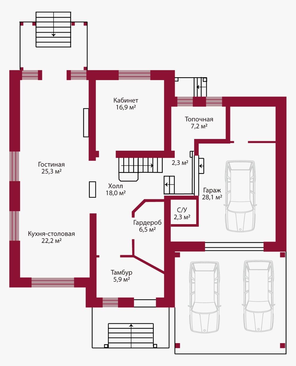 Планировка коттеджа 752 Шардоне, пл.1