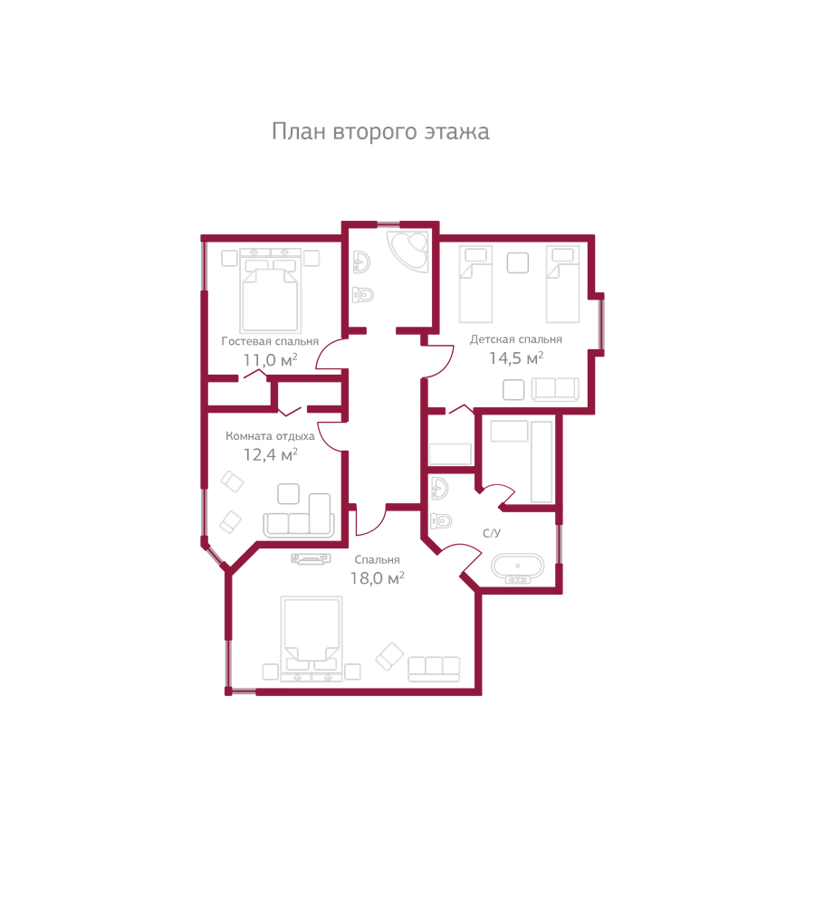 Планировка коттеджа 132 Торонто, пл.2