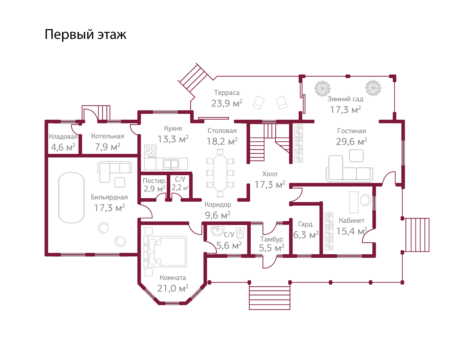 Планировка коттеджа 218 Вдохновение, пл.1