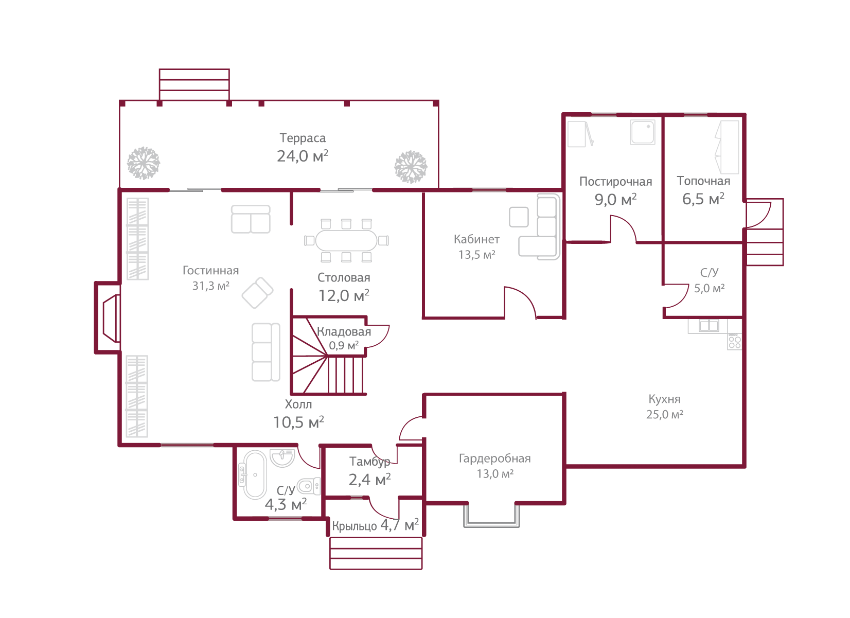 Планировка коттеджа 305 Лондон, пл.1