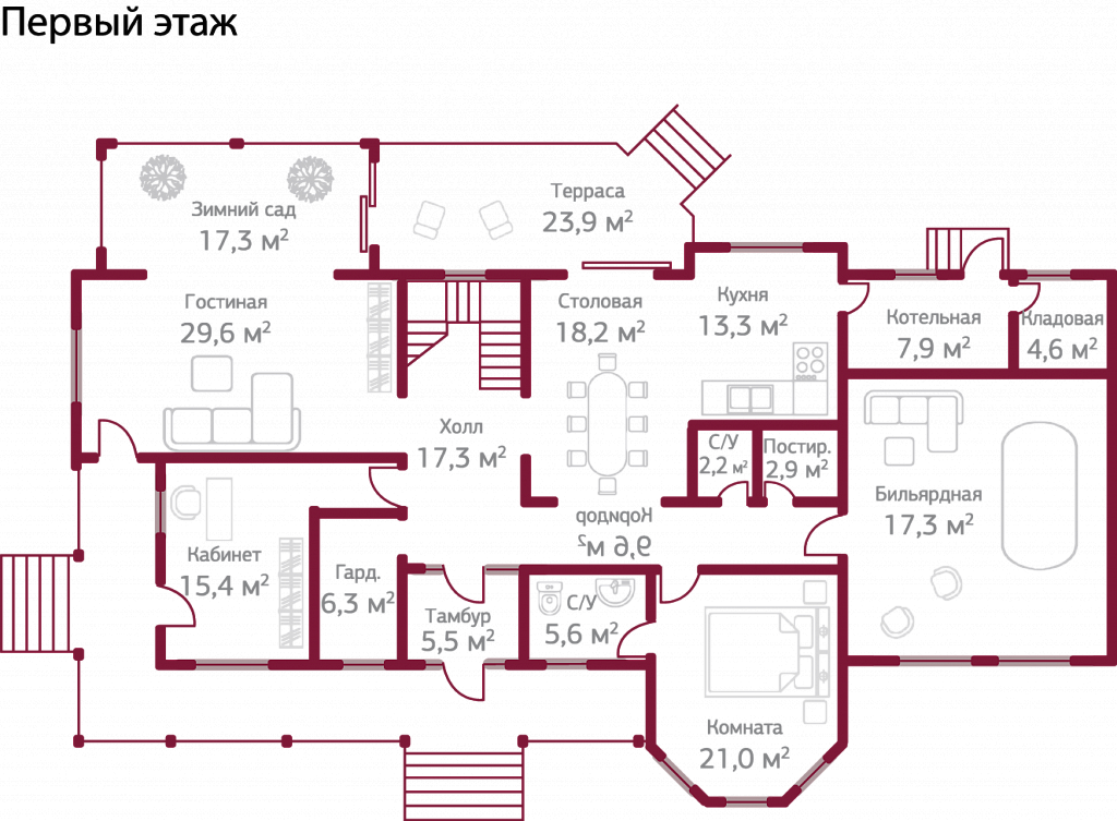 Планировка коттеджа 311 Вдохновение, пл.1
