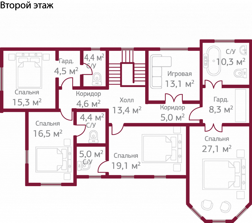 Планировка коттеджа 311 Вдохновение, пл.2