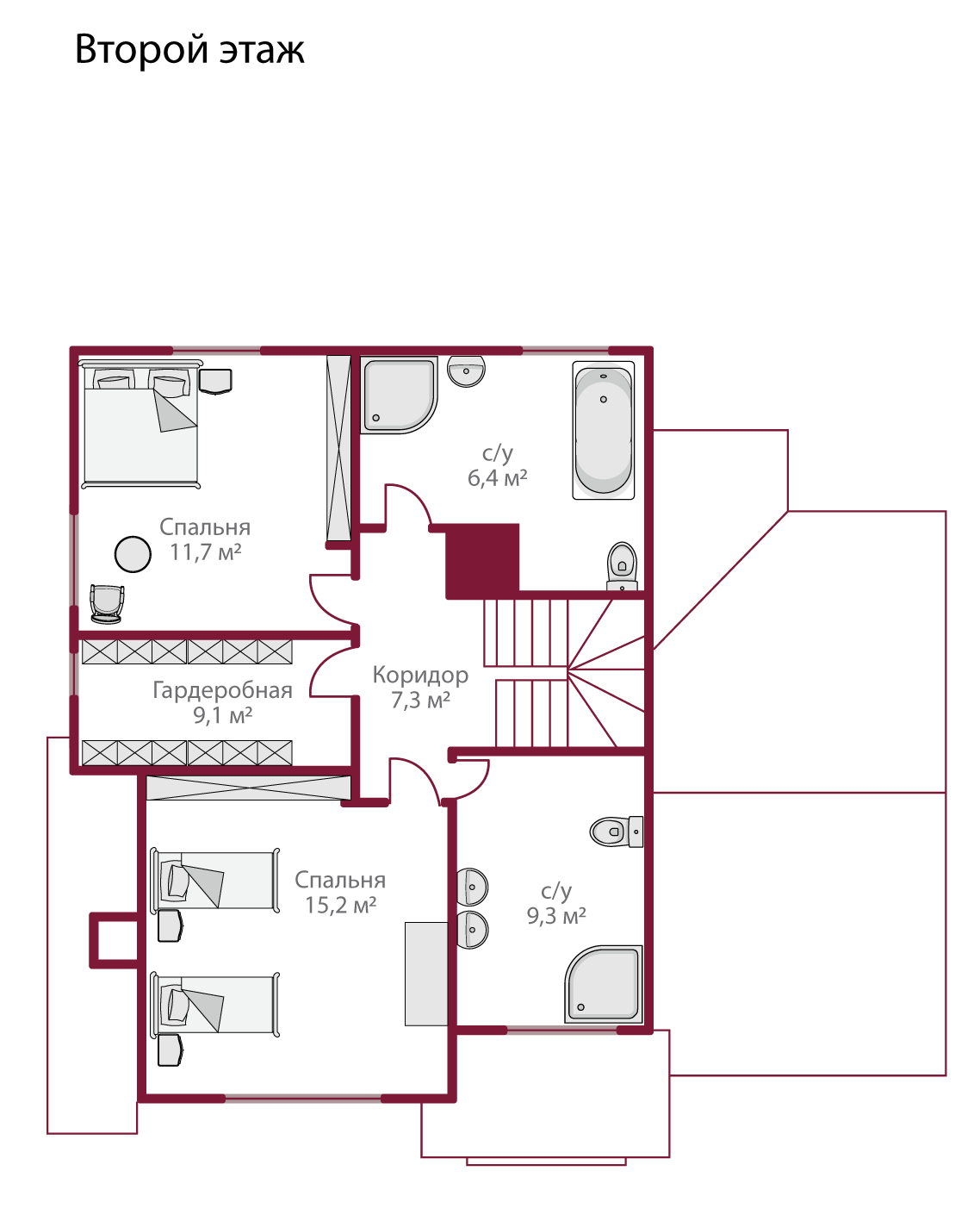 Планировка коттеджа 335 Квебек, пл.2