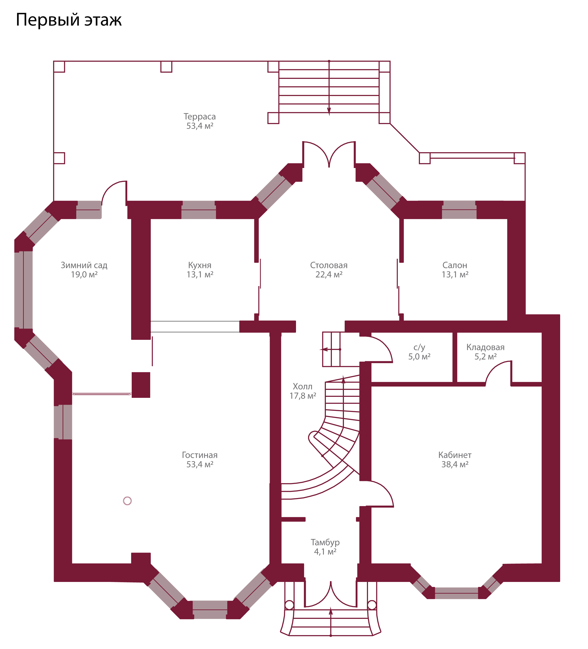Планировка коттеджа 402 Орхидея, пл.1