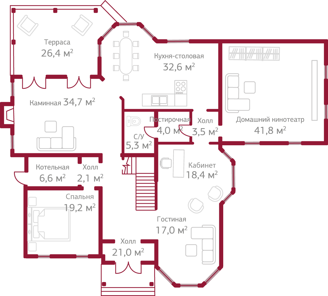 Планировка коттеджа 413 Версаль, пл.1