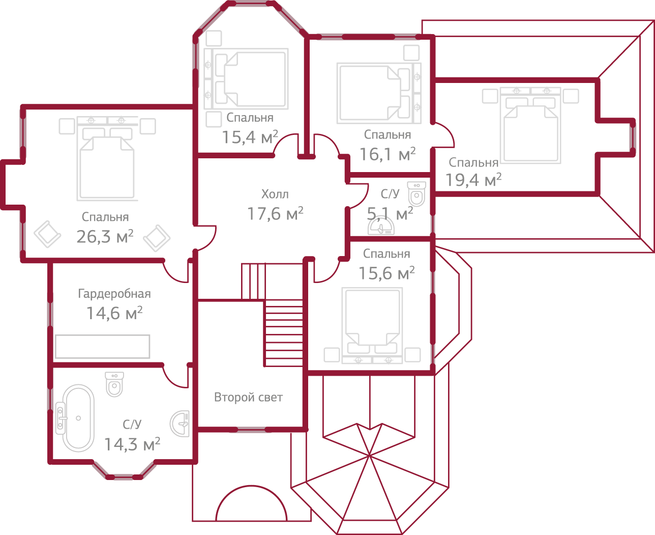Планировка коттеджа 413 Версаль, пл.2