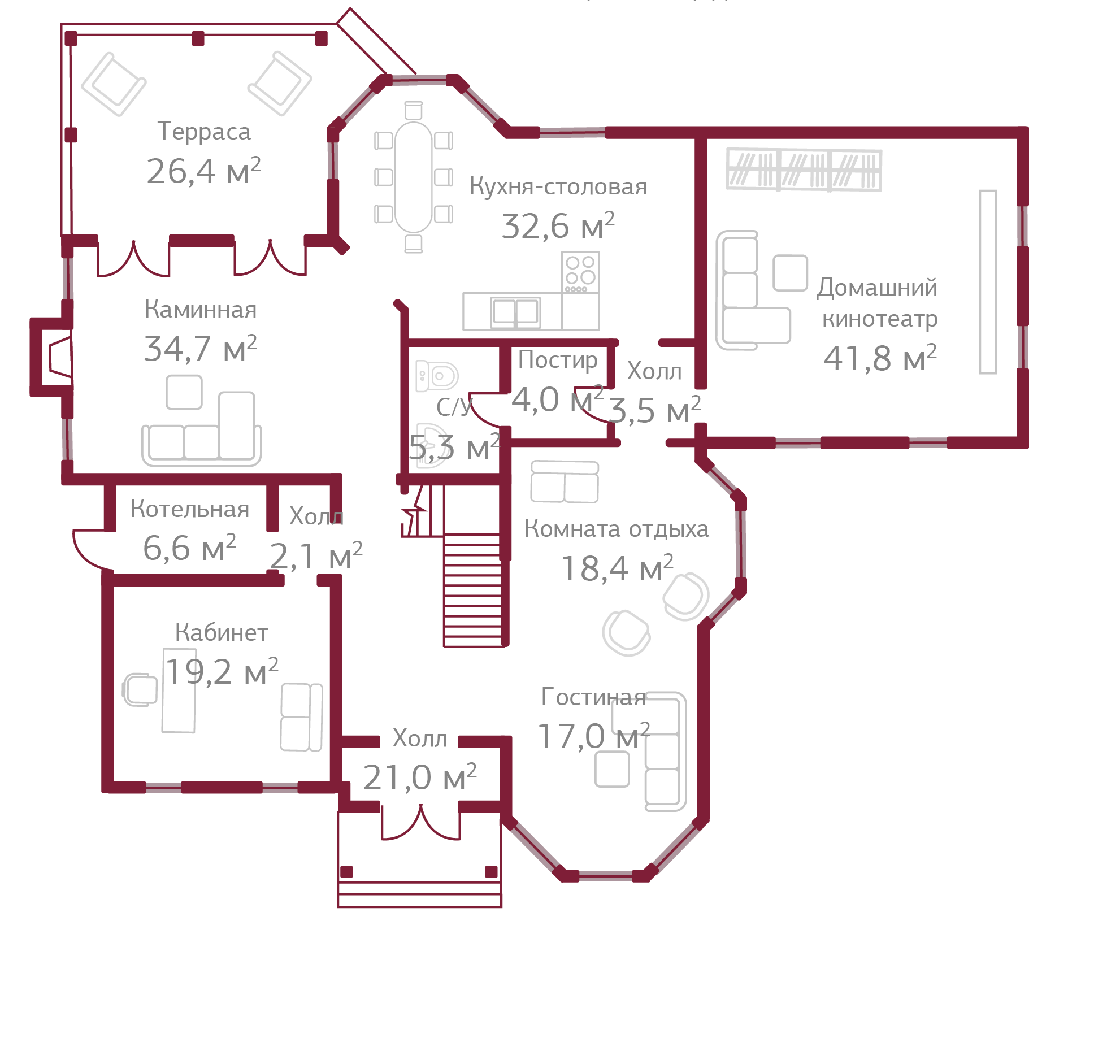 Планировка коттеджа 535 Версаль, пл.1