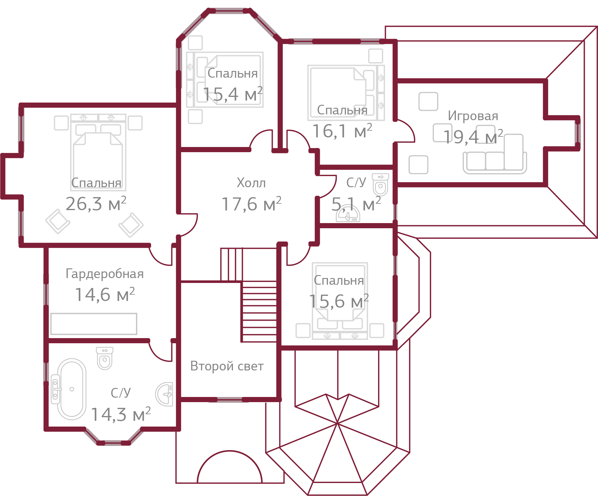 Планировка коттеджа 535 Версаль, пл.2