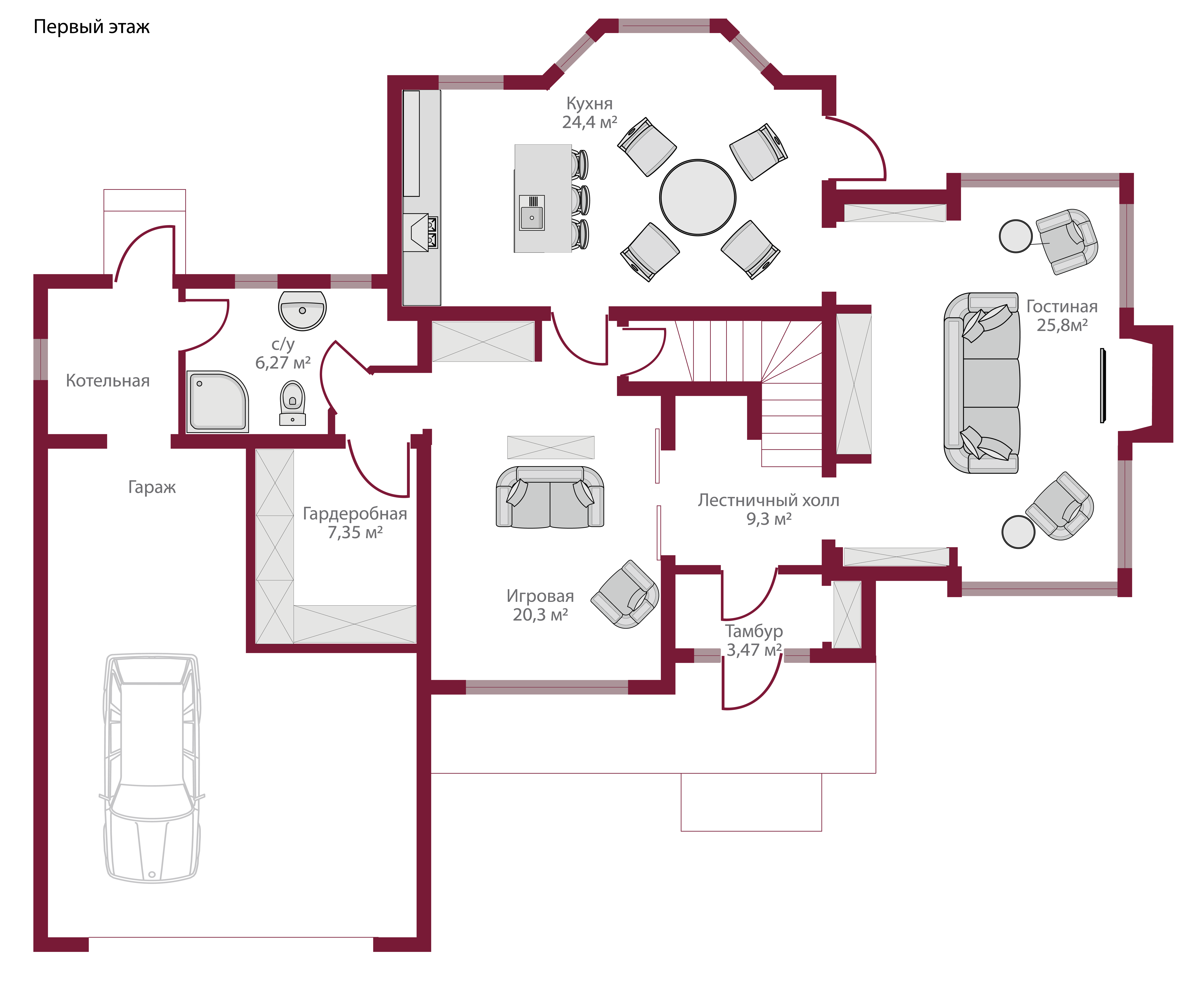 Планировка коттеджа 624 Сезам, пл.1