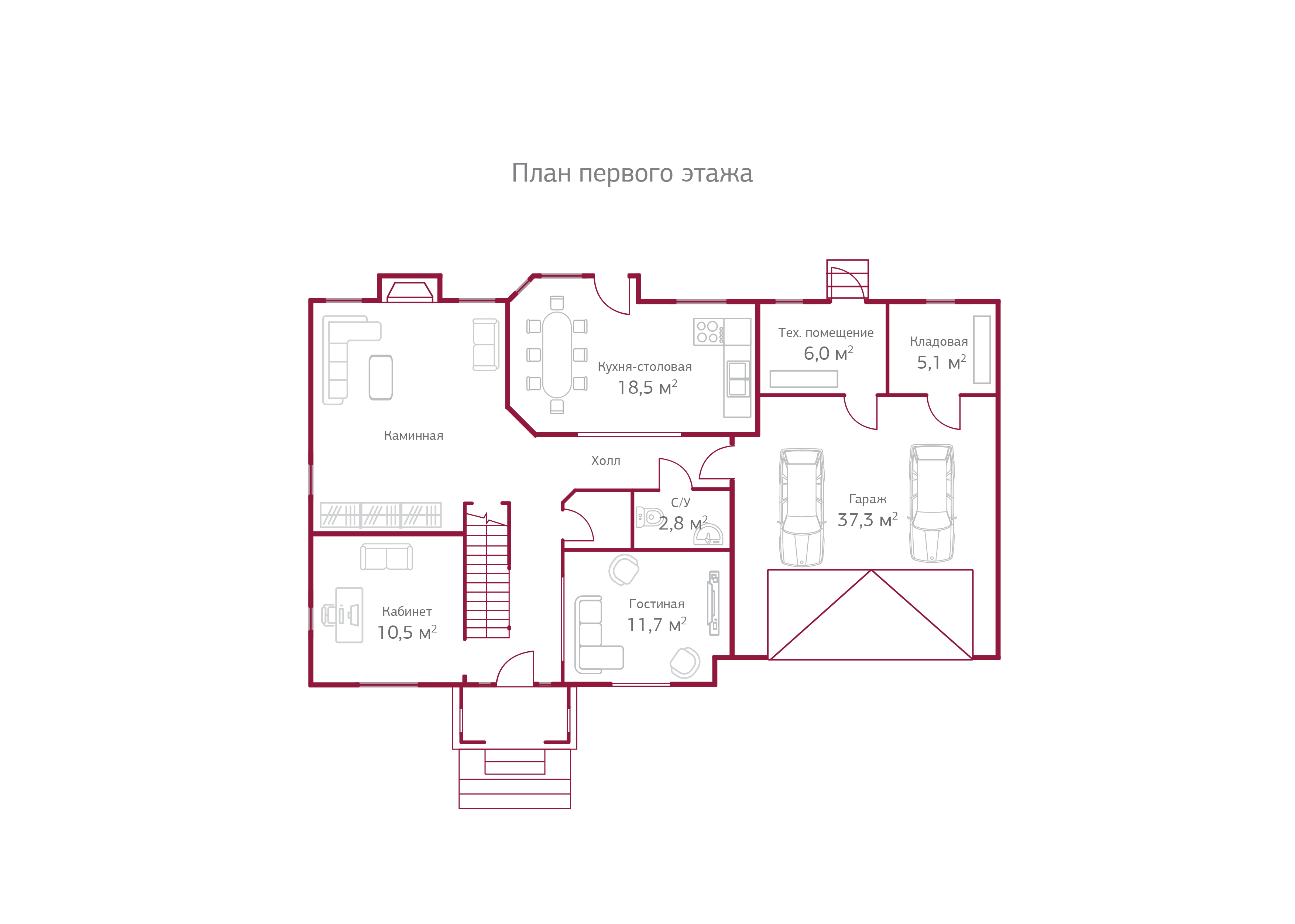 Планировка коттеджа 629 Шатегуа, пл.1