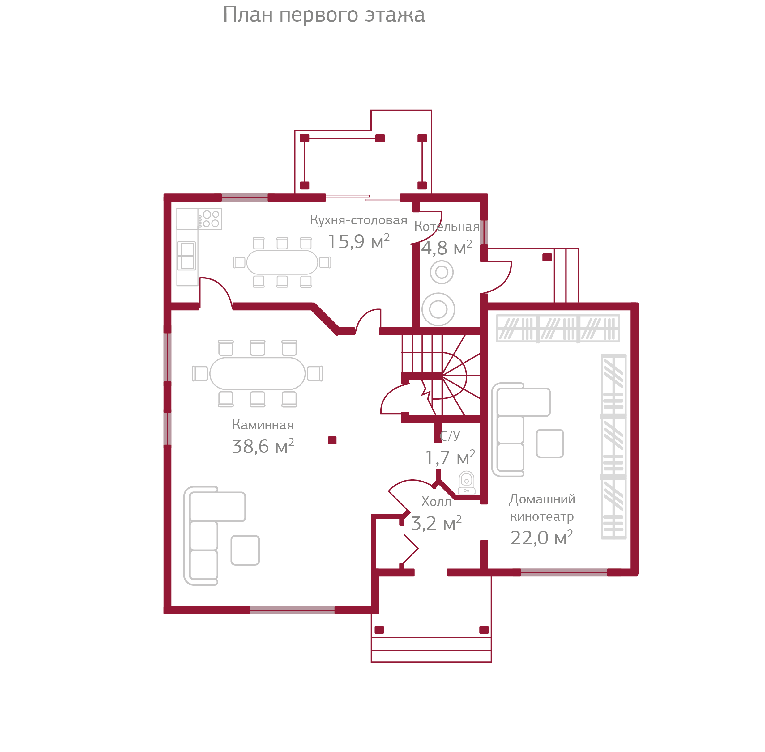 Планировка коттеджа 632 Квебек, пл.1