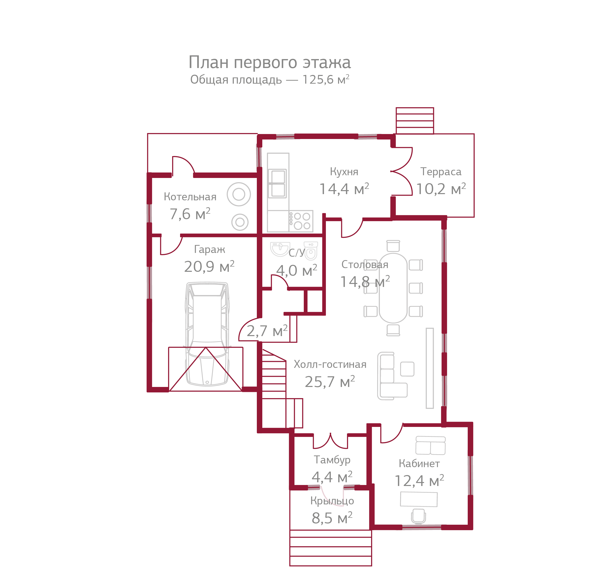 Планировка коттеджа 641 Жан-Жак, пл.1