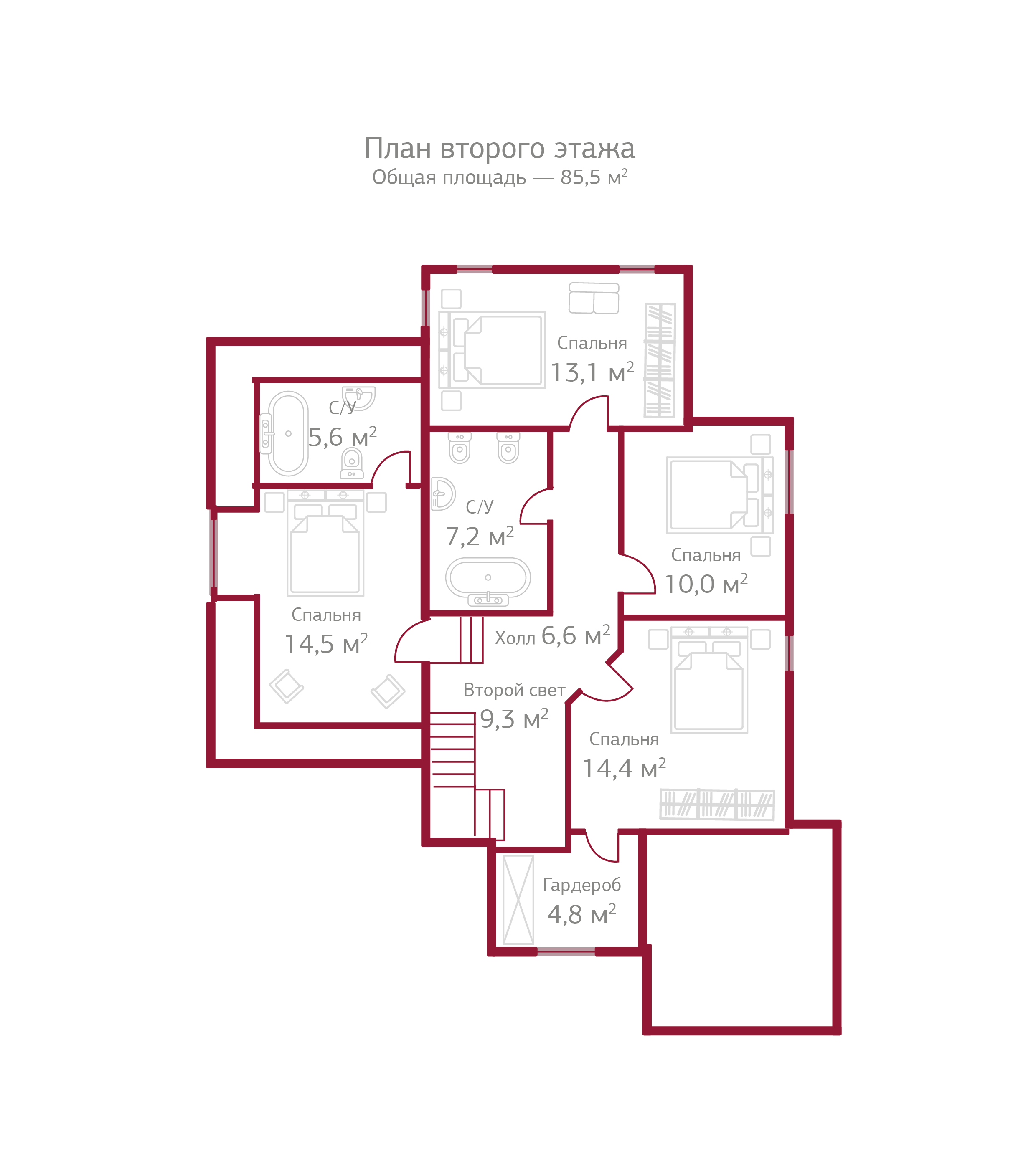 Планировка коттеджа 641 Жан-Жак, пл.2