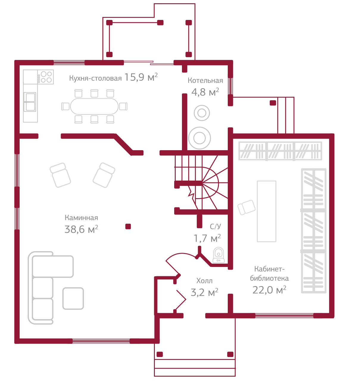 Планировка коттеджа 702 Квебек, пл.1