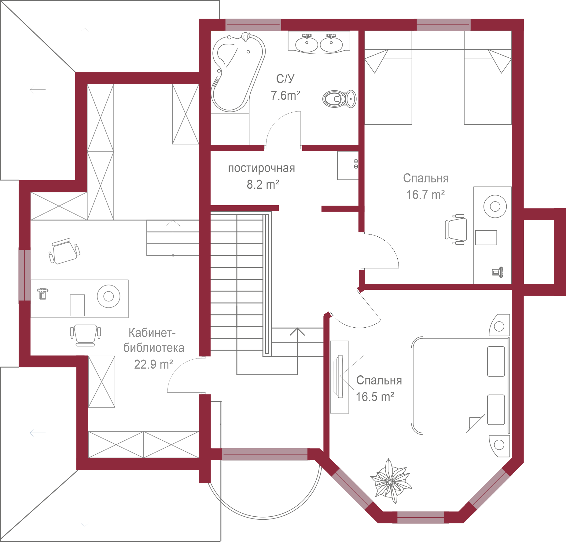 Планировка коттеджа 742 Жан-Жак, пл.2