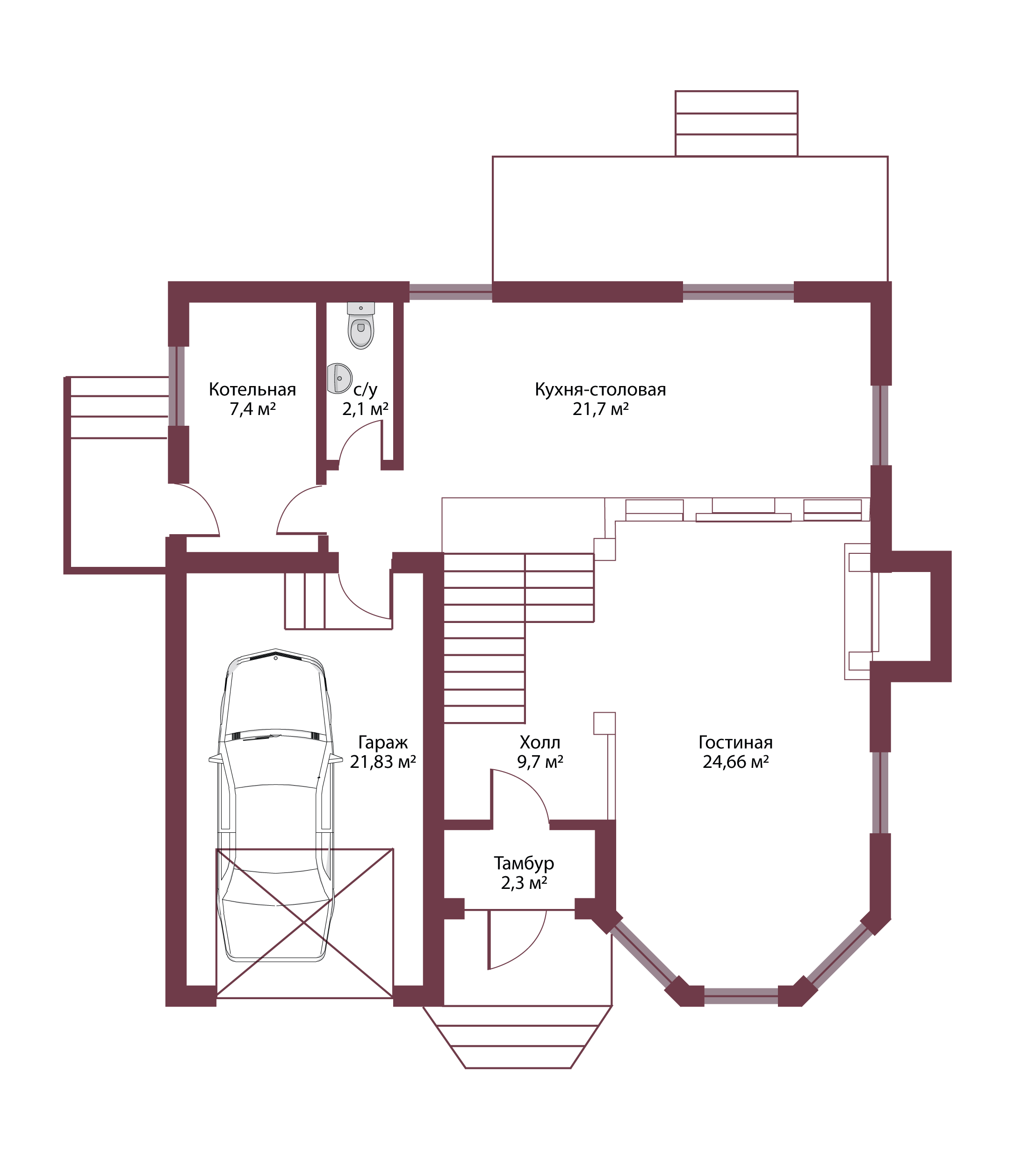 Планировка коттеджа 742 Жан-Поль, пл.1