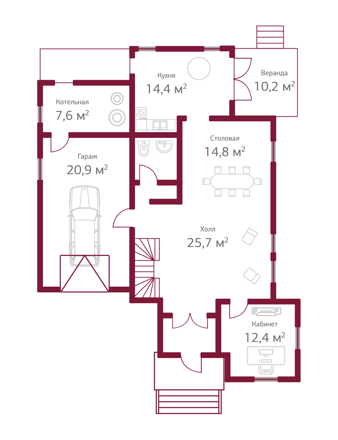 Планировка коттеджа 746 Жан-Жак, пл.1