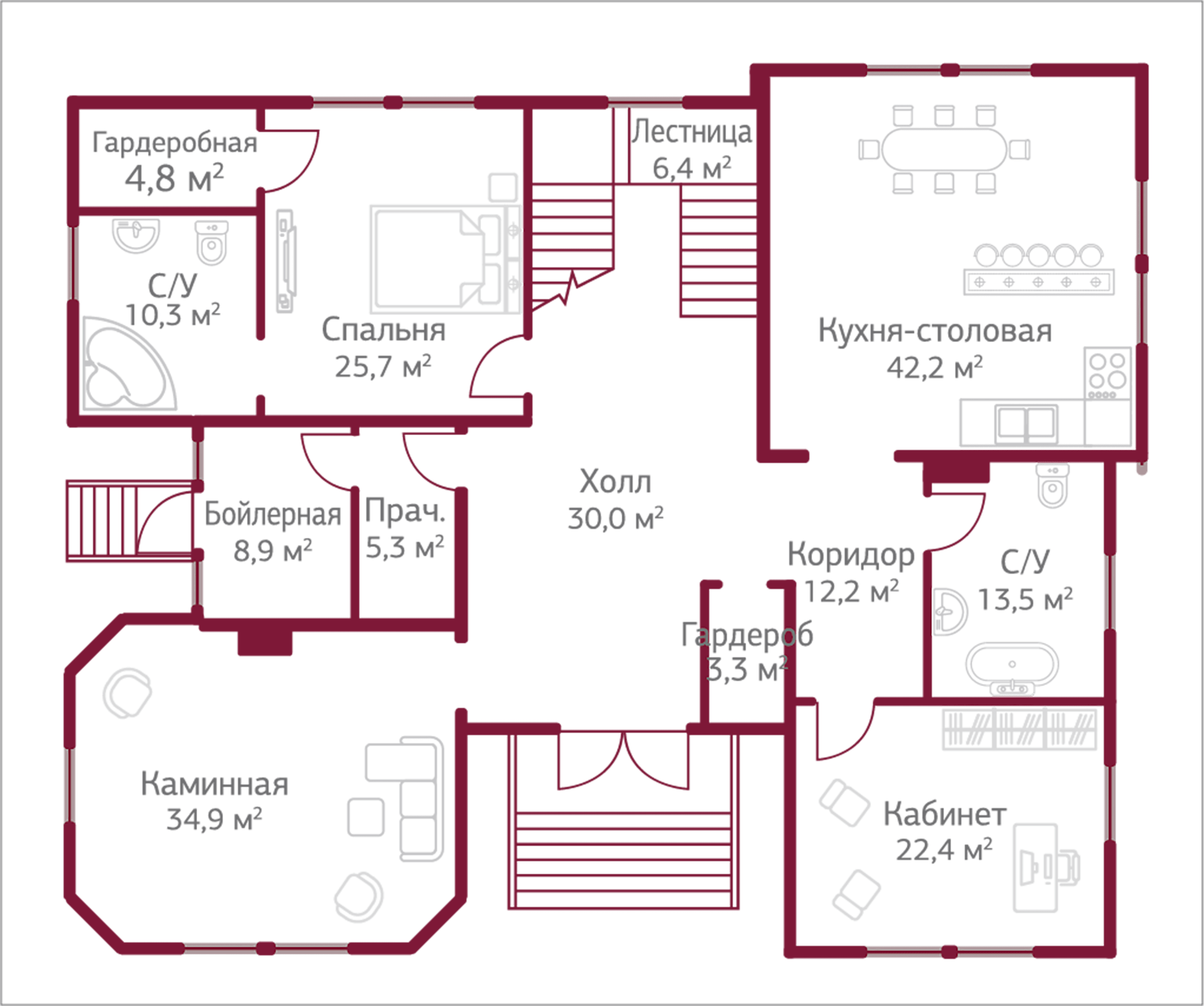Планировка коттеджа 806 Ла-Манш, пл.1