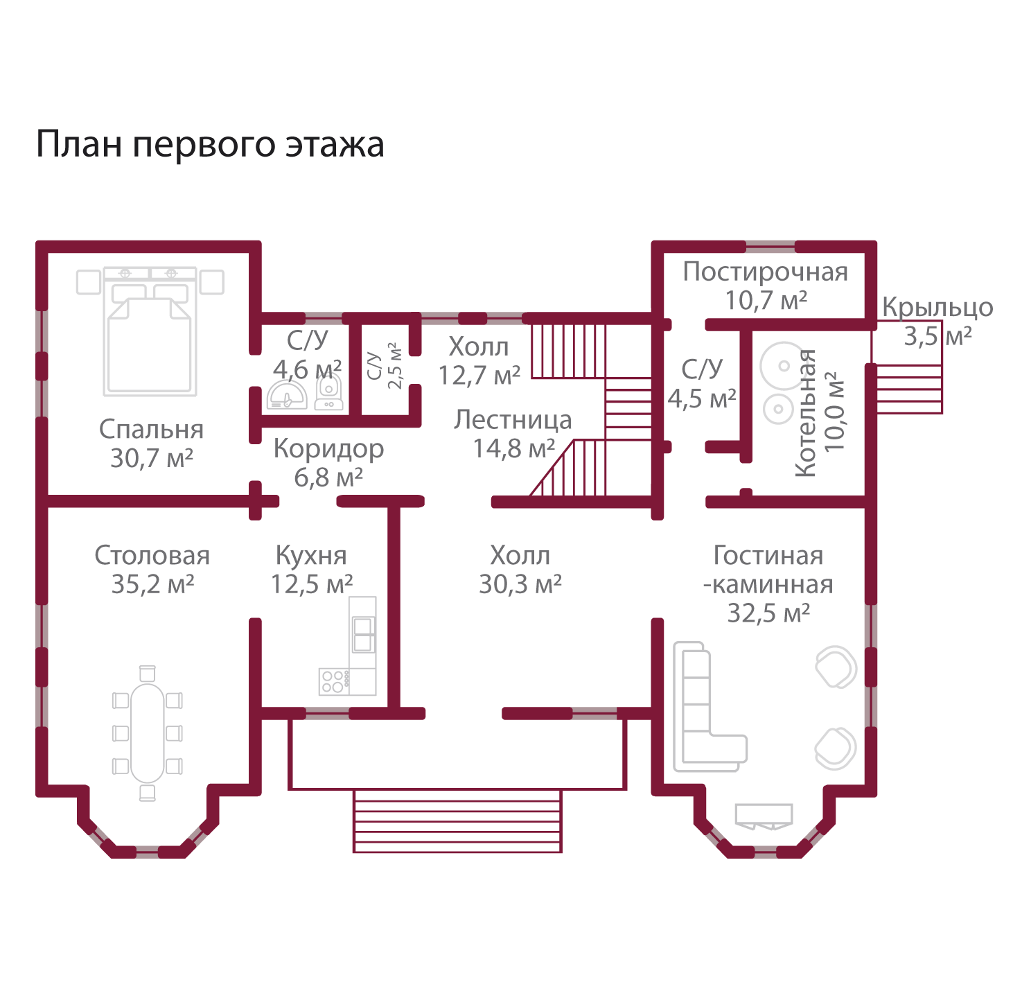 Планировка коттеджа 811 Лаура, пл.1
