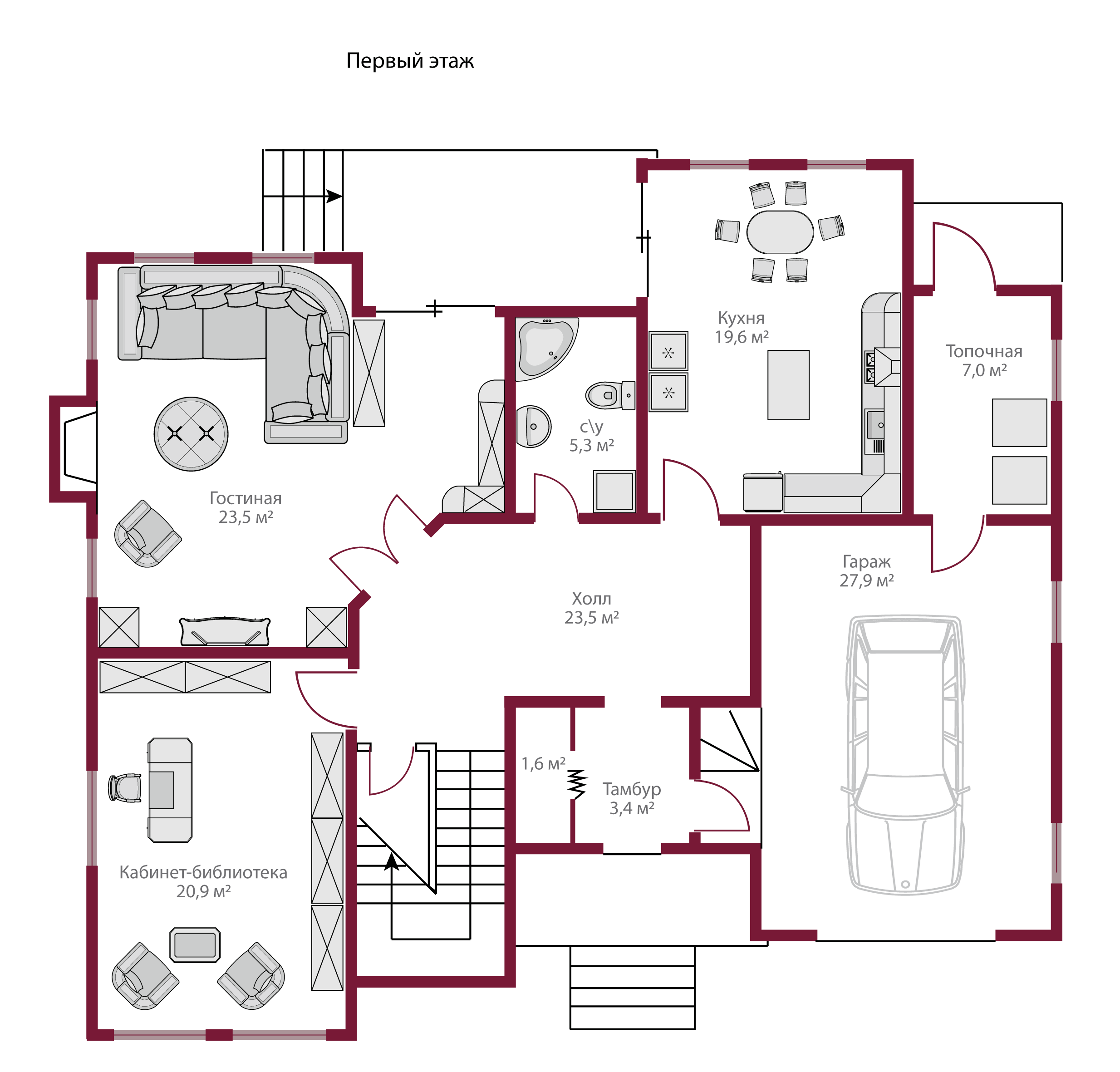 Планировка коттеджа 904 Прованс, пл.1