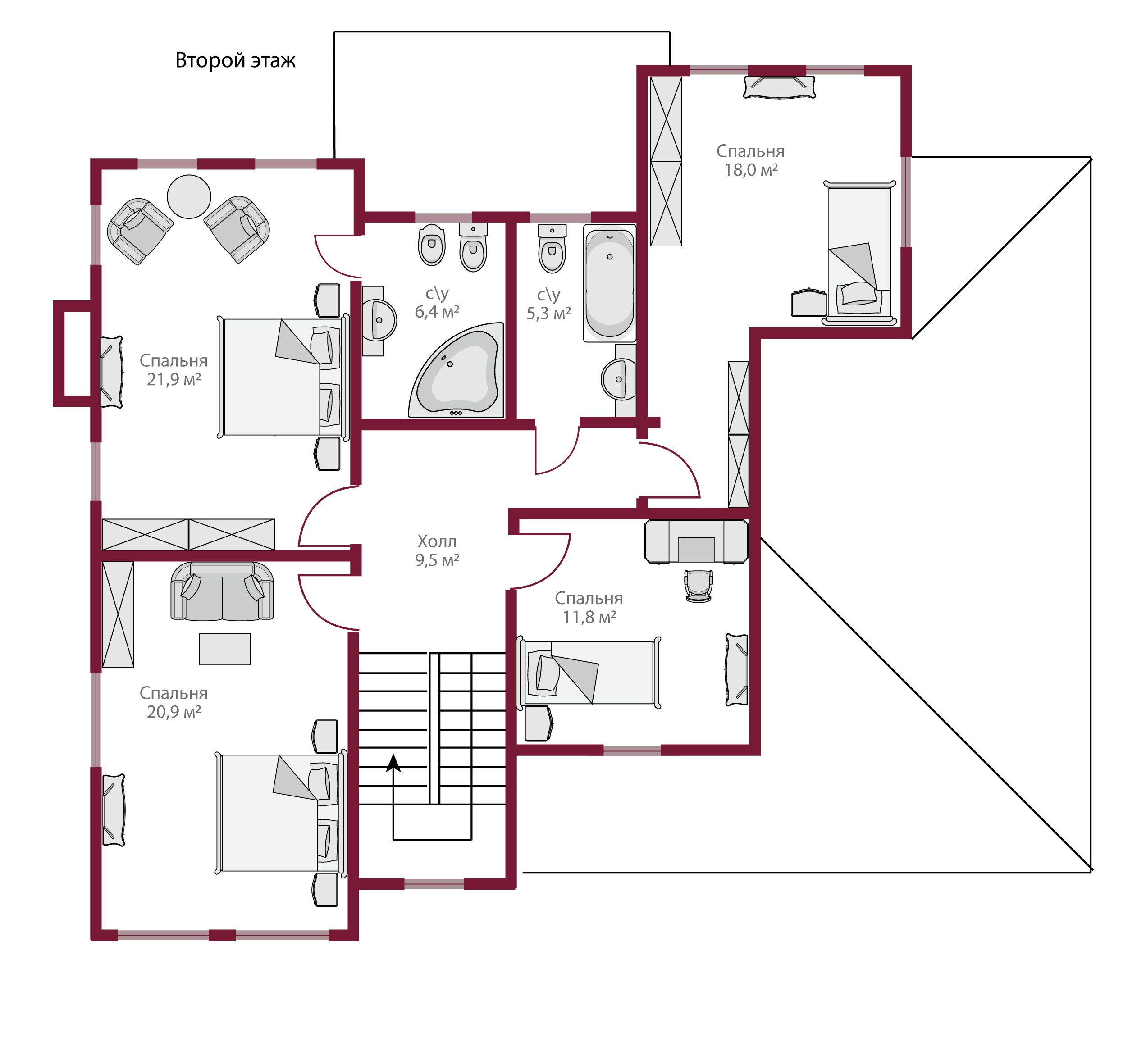 Планировка коттеджа 904 Прованс, пл.2