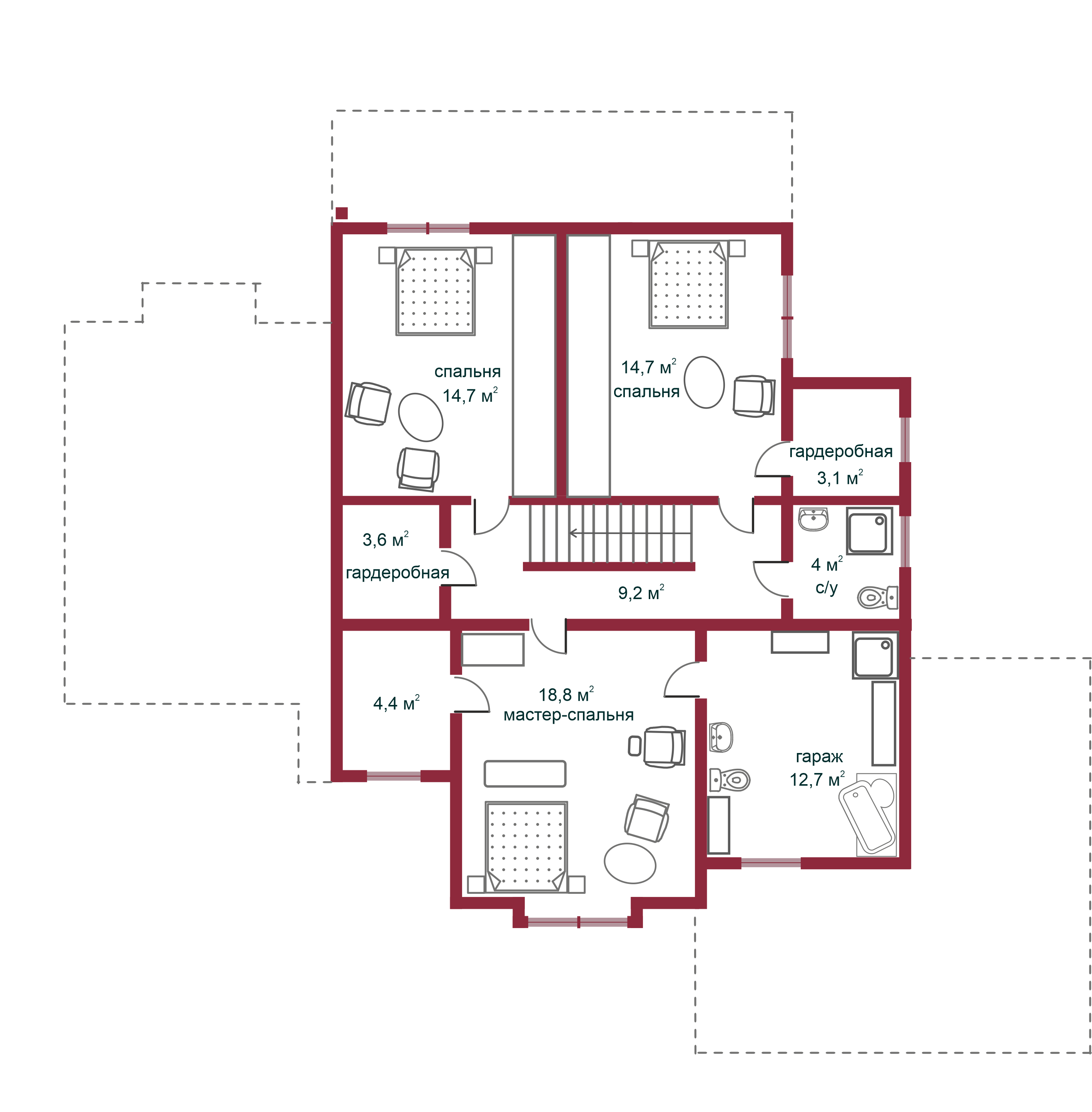 Планировка коттеджа 924 Адажио, пл.2